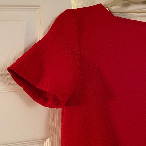 Zara Red Quilted Short Sleeve Open Back Blouse | S - Picture 5 of 7